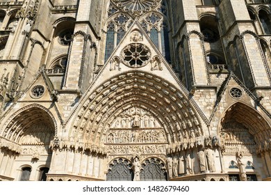 The three central porches of cathedral Saint Etienne in Bourges, Cher, France - Powered by Shutterstock