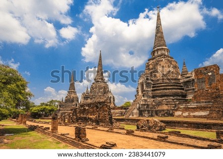 The three Chedis of Wat Phra Si Sanphet located at ayutthaya, thailand