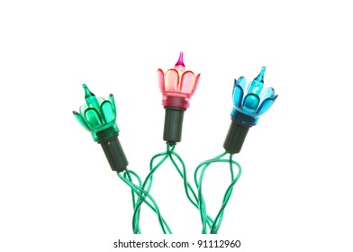 Three Christmas Fairy Lights Isolated Against White