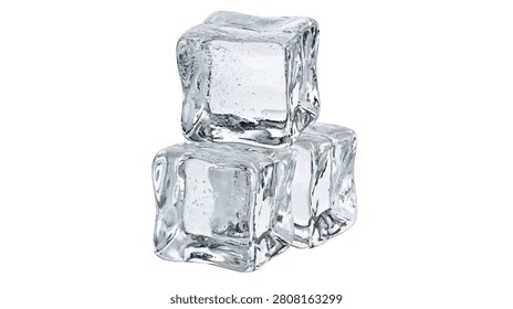 Three clear square ice cubes stacked together