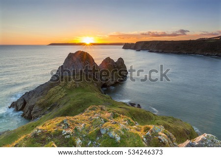 Three Cliffs Bay, Gower, Peninsula, Swansea, Wales, U.K.