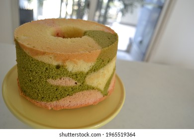 Three Color Chiffon Cake: Matcha, Sakura, Plain 