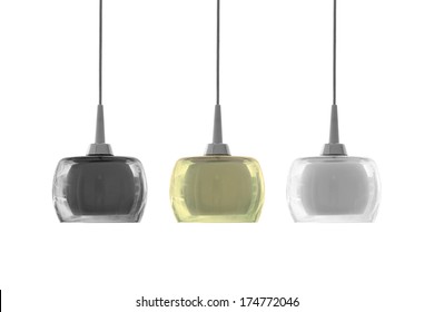 Three Color Modern Ceiling Light On White Background