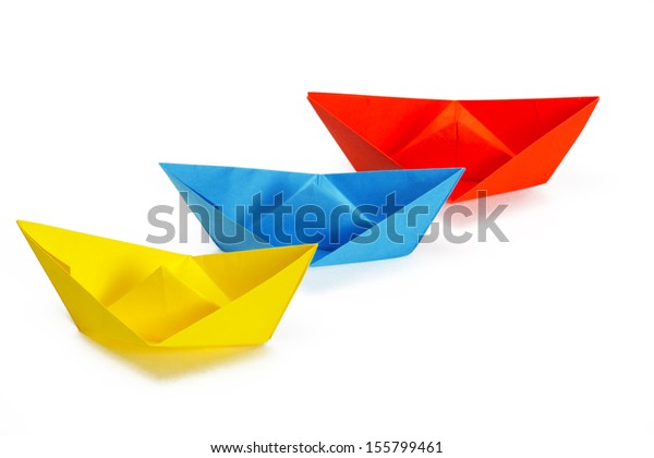 Three Colored Paper Ship On White Stock Photo 155799461 | Shutterstock