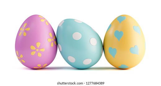 Three colorful easter eggs isolated on white backgrund.   - Powered by Shutterstock