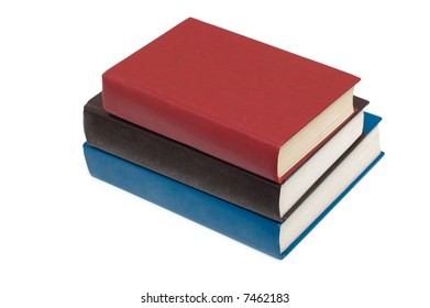 Three Colourful Books Isolated On The White