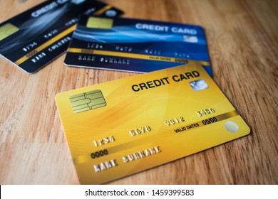 Three Credit Cards Mockup On Table