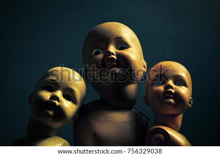 Three creepy dolls 