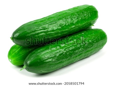 three cucumbers on a white background 
