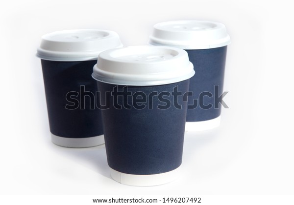 blue disposable coffee cups