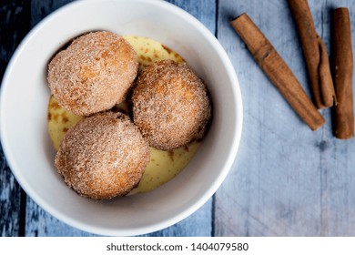 Three Delicious Cinammon And Custard, Deep Fried Balls