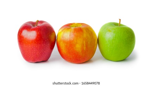 Three different apples isolated on white background