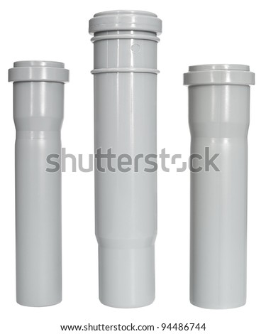 three different PVC fittings - draining straight pipes