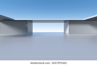 Three dimensional rendering of architectural space background platform