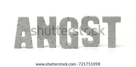 Three dimensional word out of conrete on white/concrete word angst