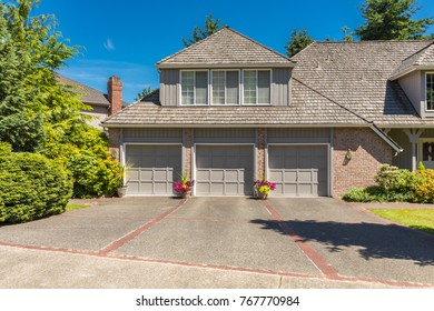 Three Door Garage Big Family Home Stock Photo (Edit Now) 767770984