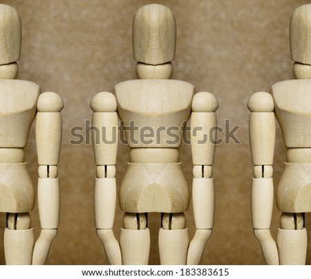 three dummies in a single pose