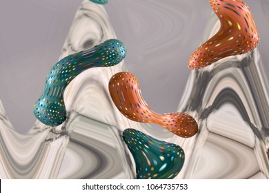 Three Easter eggs and their distorted reflections