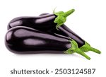 three eggplants isolated on white background. clipping path