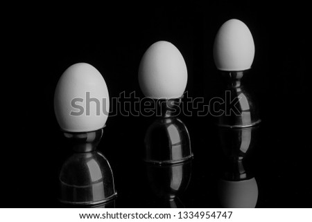 Three Eggs in Egg Cups with Maximum Depth of Field