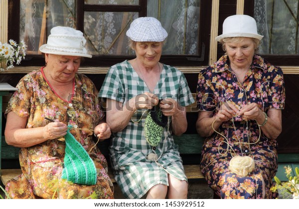 Three Eldery Seniors Hats Close Friends Stock Photo Edit Now