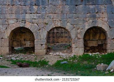 Three Entrance. Tlos Ancient City From Fethiye, Turkey. No People.