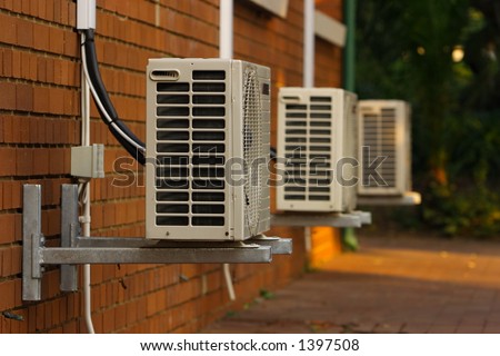 Three External Airconditioner Units Mounted Outside Stock Photo (Edit ...