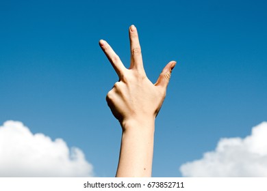 Three Finger Salute Hand Gesture On Stock Photo 673852711 | Shutterstock