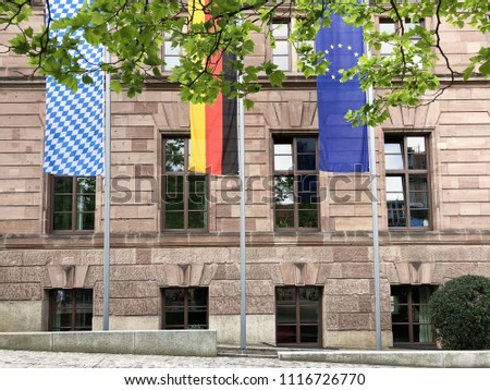 Three flags in Nuremberg; Gremany