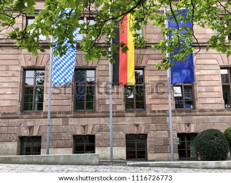 Three flags in Nuremberg; Gremany