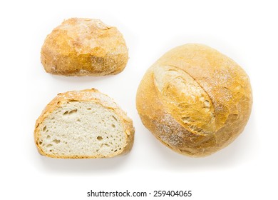 Three Fresh  Artisan Bread  Isolated On White Background