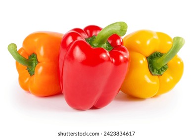 Three fresh peppers isolated on white background - Powered by Shutterstock