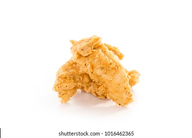 Three Freshly Fried Chicken Tenders Isolated On A White Background 