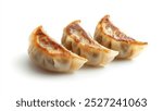 Three Fried Dumplings on a White Background