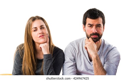 Three Friends On Bed Thinking Stock Photo 424967425 | Shutterstock