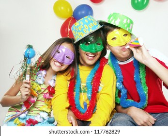 Three Funny Carnival Kids Portrait