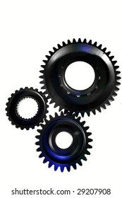 Three Gears Meshing Together