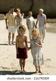 Three Generation Family At The Beach.