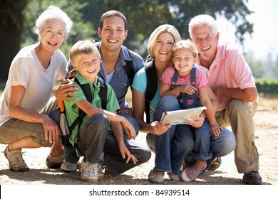 Three Generation Family On Country Walk