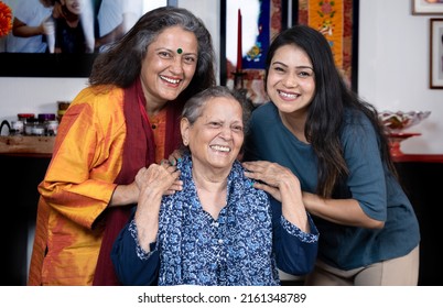 Three generations of women in a picture , Group photo of Grandmother , mother and daughter 