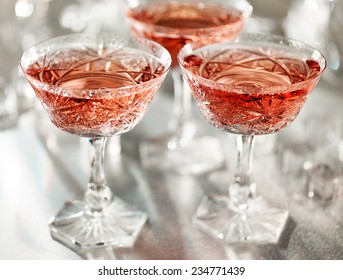 Three Glasses Of Pink Champagne