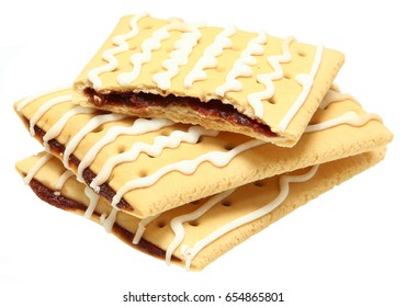 Three Gluten Free Poptarts Stacked On White.