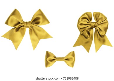 Three Golden Bow Isolated On White