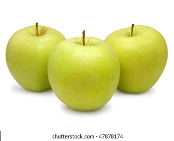 Three Golden Delicious Apples.