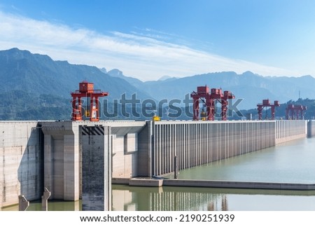 the three gorges dam closeup, hydroelectric power plant and clean energy background