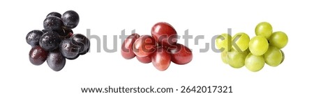 Three Grape Varieties Isolated on White Background.