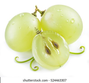 Three grapes on the white background.