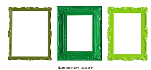Three Green Picture Frames.