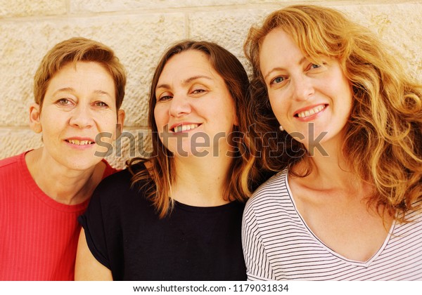 Three Happy 40 Years Old Real Stock Photo (Edit Now) 1179031834