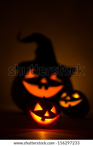 Three jack-o-Lantern at dark